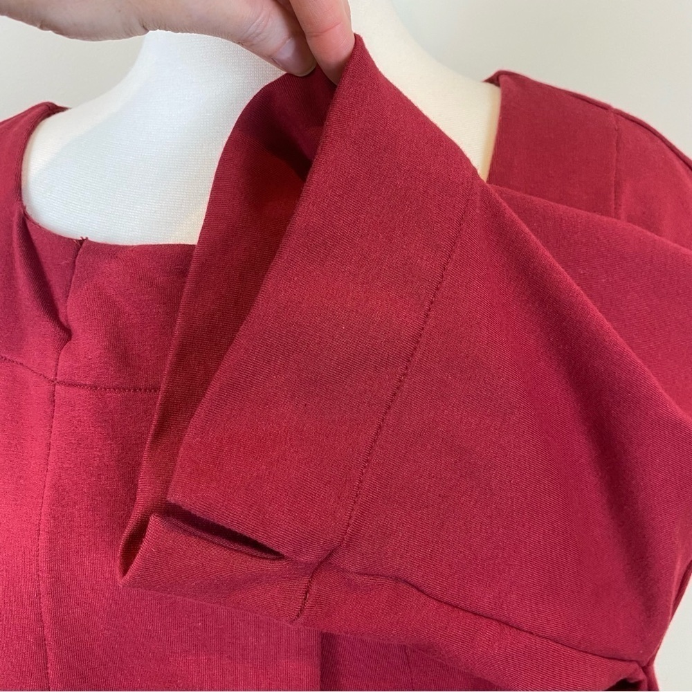 Neon Buddha Swing Jacket Deep Red Sz M Square Neck Oversized Cropped Wood Button - Picture 8 of 17